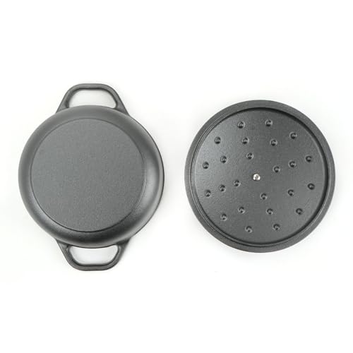 HAWOK Cast Iron Pre-seasoned Mini Dutch oven, Dia. 18 cm/7 inch, 1.5 Quart, with Silicone Bread Sling Black