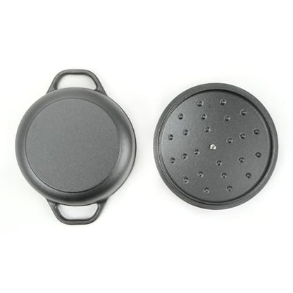 HAWOK Cast Iron Pre-seasoned Mini Dutch oven, Dia. 18 cm/7 inch, 1.5 Quart, with Silicone Bread Sling Black