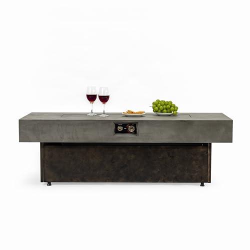 Asunrise Outdoor Fire Pit Table Propane Gas Fire pits Outdoor Fireplaces 54'' Rectangular Firepit Table, 50,000 BTU Fire Table for Patio Set, Three Options of Assembled Hight Grey.