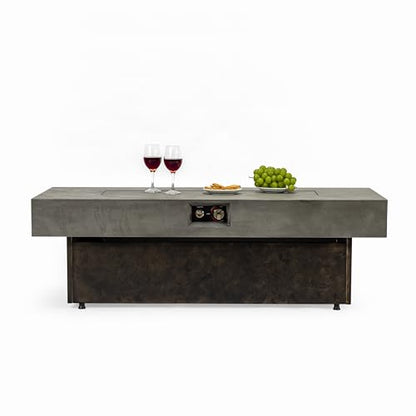 Asunrise Outdoor Fire Pit Table Propane Gas Fire pits Outdoor Fireplaces 54'' Rectangular Firepit Table, 50,000 BTU Fire Table for Patio Set, Three Options of Assembled Hight Grey.