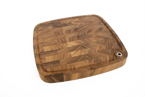 Ironwood Gourmet Carolina Acacia Wood Chopping Board, 14" End Grain Butcher Block Cutting Board With Juice Channel