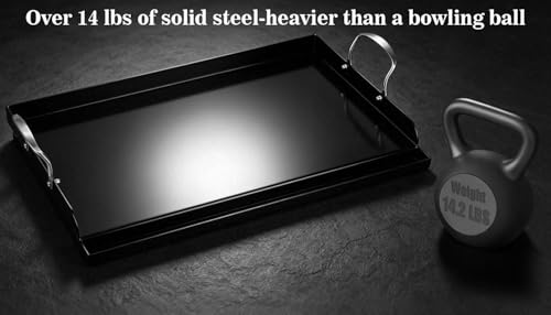 Updated 25" x 16" Cast Iron Griddle for Gas Grill, Nonstick Nanoceramic Stove Top Griddle for Gas Stove, Pre-Seasoned Flat Top Plate Insert for Outdoor Gas Grill, Camping, Tailgating, Parties