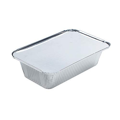 Webake Large Aluminum Foil Tin Pans 9 x 5 inch Disposable Aluminum Foil Take-out Containers 3 Lb Foil Bread Pan Loaf Pans Baking Pans For Cake Toast - Pack of 30 with Lids