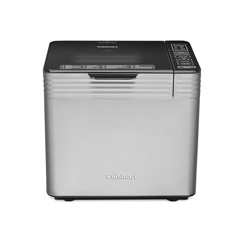 Cuisinart Bread Maker Machine, Stainless Steel Convection Bread Machine with 16 Menu Options, 3 Loaf Sizes Up to 2 Lb., 3 Crust Colors, Includes Measuring Cup, Spoon & Kneading Hook, CBK-210