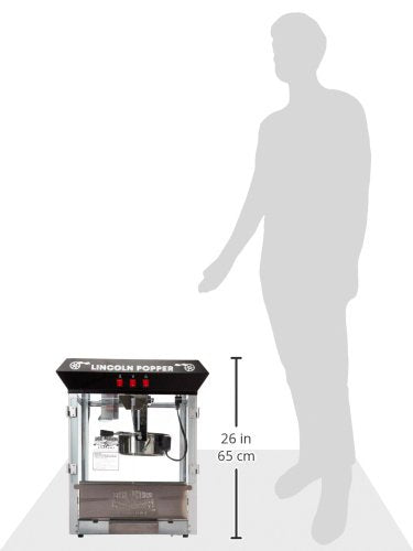 Lincoln Popcorn Machine - 8oz Popper with Stainless-Steel Kettle, Reject Kernel Tray, Warming Light and Accessories by Great Northern Popcorn (Black)