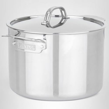 Viking PureGlide Pro 3-Ply Nonstick Stock Pot, Made without PFAS, 8-Quart Induction Soup and Pasta Cooking Pot with Lid, Metal Utensil Safe Titanium Nonstick Surface, Oven Safe to 600F