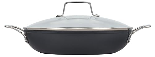 Le Creuset Essential Non-stick Ceramic Shallow Braiser with Glass Lid, 3.5 qt.