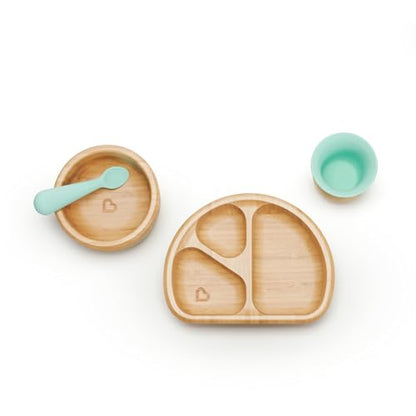 Munchkin® Bambou™ Suction Bowl and Silicone Spoon for Babies and Toddlers, Non-Toxic Bamboo