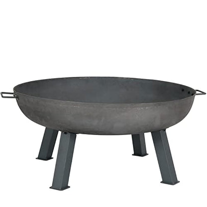 Sunnydaze Cast Iron Heavy Duty Fire Pit for Outside - Wood Burning Outdoor Fire Pit Bowl with Handles - 34" - Gray