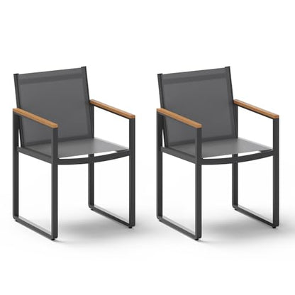 Oasbira Outdoor Dining Chairs Set of 2, Aluminum Patio Dining Chairs