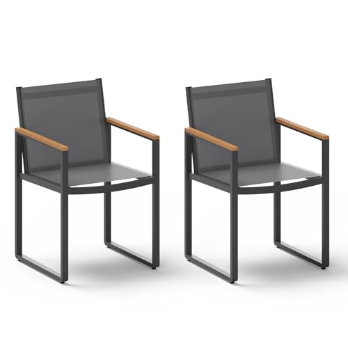 Oasbira Outdoor Dining Chairs Set of 2, Aluminum Patio Dining Chairs