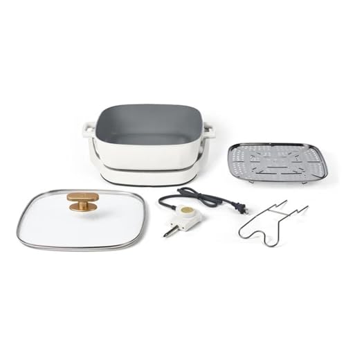 Wonderful 5-in-1 Detachable Electric Skillet 12x12 in, 7 Qt, Ceramic Nonstick, 1500W, Sauté & Slow Cook, 5 Cooking Modes,Tempered Glass Lid,Dishwasher Safe