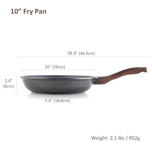 SENSARTE Nonstick Frying Pan Skillet, Swiss Granite Coating Omelette Pan, Healthy Stone Cookware Chef's Pan, PFOA Free (8/9.5/10/11/12.5 Inch) (10 Inch)