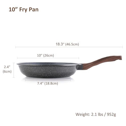 SENSARTE Nonstick Frying Pan Skillet, Swiss Granite Coating Omelette Pan, Healthy Stone Cookware Chef's Pan, PFOA Free (8/9.5/10/11/12.5 Inch) (10 Inch)