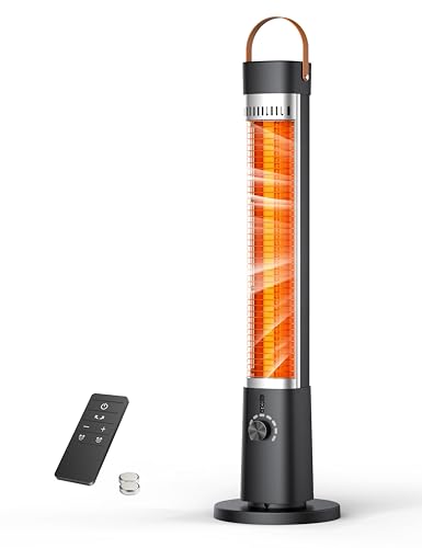 Slkdrft Outdoor Heater for Patio w/Remote, 1500W, 60° Oscillation, 9H Timer, 9 Heat Level, Tip-Over/Overheating Protection, Safety Lock, for Garage Porch Office Black
