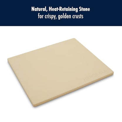 HENCKELS BBQ Pizza Stone for Oven and Grill, Cordierite Baking Stone for Crispy Crust, Heavy Duty Ceramic Stone for Outdoor Pizza Cooking, White