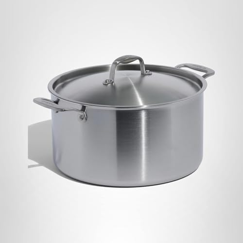 Made In Cookware | 12 Quart Stainless Steel Stock Pot With Lid | 5 Ply Stainless Clad | Professional Cookware | Crafted in Italy | Induction Compatible
