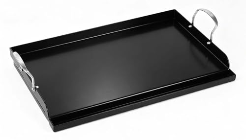 Updated 25" x 16" Cast Iron Griddle for Gas Grill, Nonstick Nanoceramic Stove Top Griddle for Gas Stove, Pre-Seasoned Flat Top Plate Insert for Outdoor Gas Grill, Camping, Tailgating, Parties