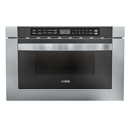 KoolMore 24 Inch Stainless-Steel Microwave Drawer with 1.2 cu. ft. Capacity, 1000W Power with 10 Custom Cooking Levels, Memory, and Timer Functions, Wall-Mounted with Flat Bottom (KM-MD-1SS)