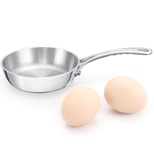 KC-Emier Mini Sauce Pan, Tri-Ply Stainless Steel Pot with Stay-Cool Handle Heating Sauce Gravy & Oil (4 Inch/0.12Quart) -Silver