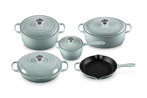 Le Creuset Enameled Cast Iron Signature, 9-Piece Cookware Set, Sea Salt