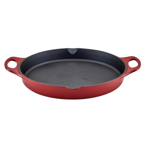 Rachael Ray Nitro Cast Iron Skillet with Side Handles, 14 Inch, Red