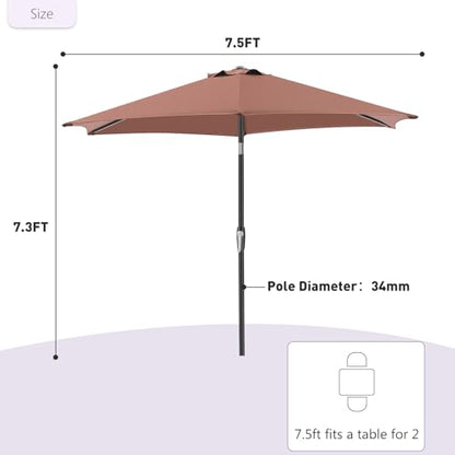 NEWBULIG 7.5FT Patio Umbrella, Outdoor Table Umbrellas with Push Button Tilt and Crank, 6 Sturdy Ribs, Waterproof, UV Protection and Fade Resistant, for Pool, Garden, Market, Backyard