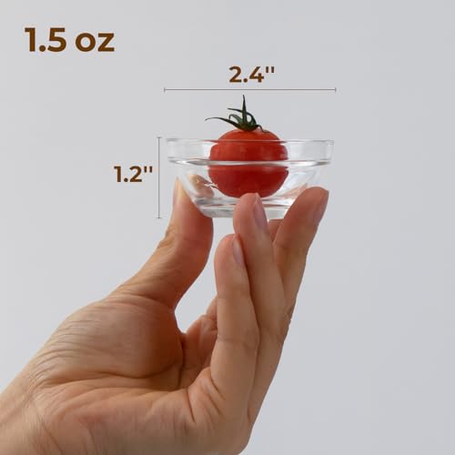 Iyulania 1.5 oz Clear Glass Bowl, Mini Prep Dish for Salt and Spices, Dishwasher and Microwave Safe, Stackable, Set of 6