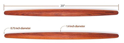 Earlywood French Rolling Pin - Tapered Wooden Rolling Pin for Baking Pizza, Pastry Dough or Pasta - Hard Wood French Roller Baking Pin Made in USA - Jatoba