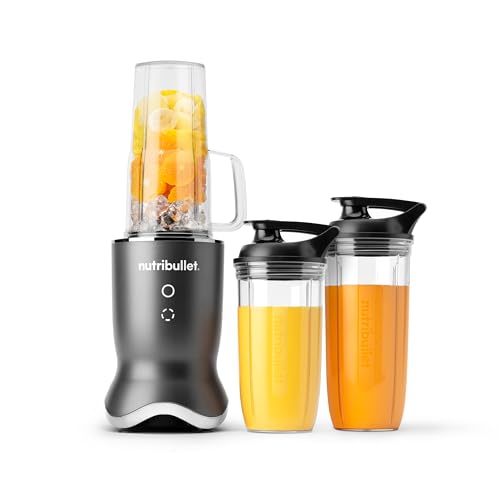 nutribullet® Ultra Personal Blender, 1200W, for Smoothies Shakes & Protein - Quietest Single-Serve Blender with Titanium Coated Blades, 3 BPA-Free Cups (32oz + 24oz), To-Go Lids, Dishwasher Safe, Gray