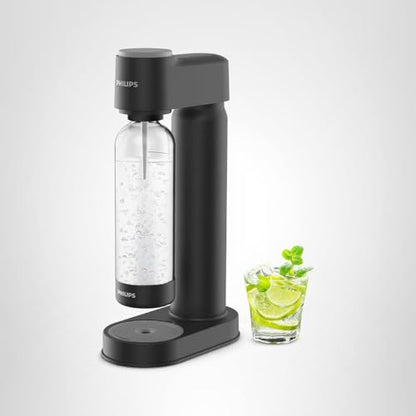 Philips Sparkling Water Maker ADD4901BKOQ/37, Plastic Soda Streaming Machine with Quick Twist Bottle, 1L BPA free PET Carbonating Bottle, Soda Maker Compatible with 60L CO2 Carbonator (NOT Included)