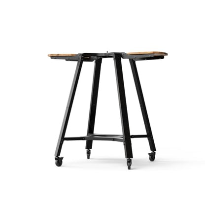Gozney Arc & Arc XL Pizza Oven Stand, Outdoor Stand with Locking Wheels, Adjustable Wood Wings for Ingredients and Tools, Hanging Hooks for Cookware