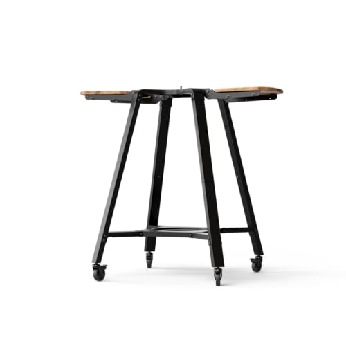 Gozney Arc & Arc XL Pizza Oven Stand, Outdoor Stand with Locking Wheels, Adjustable Wood Wings for Ingredients and Tools, Hanging Hooks for Cookware