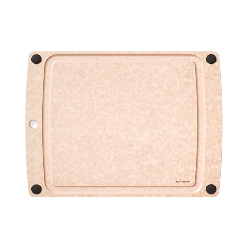 Epicurean All-In-One Cutting Board with Non-Slip Feet and Juice Groove, 17.5" × 13", Natural/Black