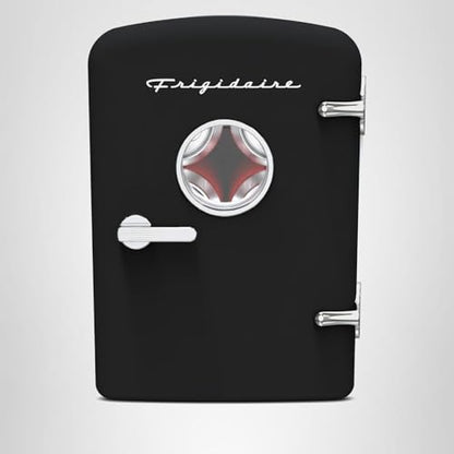 Frigidaire Retro 9-Can Mini Personal Fridge Portable Cooler, 11.8" D x 7.1" W x 10.1" H, Black