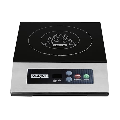 Waring Commercial Induction Cooktop, Single-Range, Cooking Surface 11.5" x 11.75", 10 Power Settings, Up to 450°F, for Professional Kitchens & Restaurants, 120V, WIH200