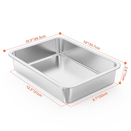 onlyfire Stainless Steel Baking Pan Barbeque Grilling Pan for Baking Breads, Grilling Chicken, Vegetables, 14" X 10.5" X 2.8"