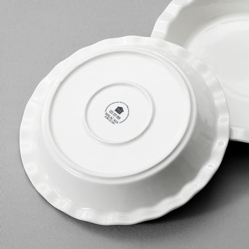 MALACASA Ceramic Pie Pan, Pie Pan for Baking 9 Inch, 40 OZ Pie Plate Round Pie Dish for Baking Fluted Pie Dish Baking Pan, Non Stick Deep Pie Dishes for Quiche, Apple Pies, Pot Pies, Tart, etc.