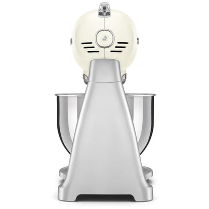 SMEG SMF04 5-Qt Stand Mixer with Smooth Start & SteadyMix, 600W Motor, 10 Speeds, Stainless Steel Bowl & Pour Shield – Retro 50’s Style Planetary Mixer for Bread Dough, Baking & Desserts-Cream