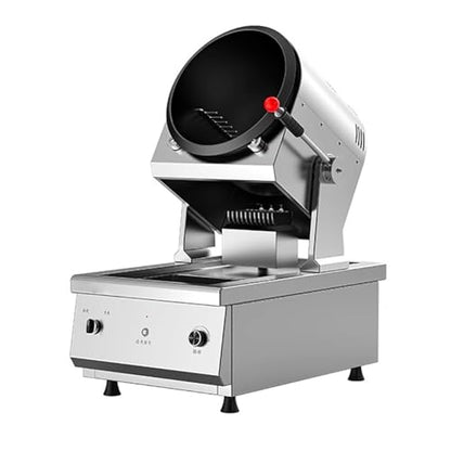TT-YEL Stainless Steel Commercial Fully Automatic Cooking Machine, Drum-Type Food Processor, Natural Gas-Powered Cooking Machine, Water Spray Wok,30cm Wok