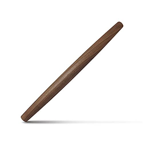 French Rolling Pin (17 Inches) –WoodenRoll Pin for Fondant, Pie Crust, Cookie, Pastry, Dough –Tapered Design & Smooth Construction - Essential Kitchen Utensil,Walnut Wood