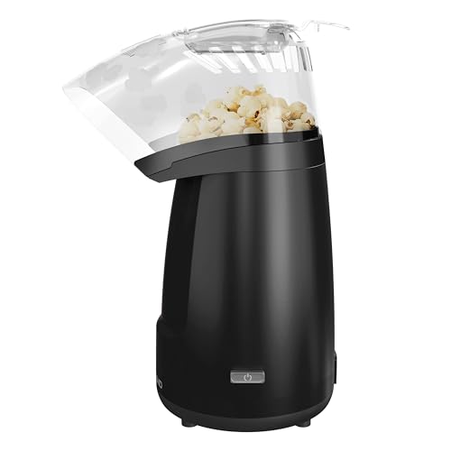 West Bend Air Crazy Hot Air Popcorn Popper Machine 4-Quart Oil-Free Popping for Healthier Snacks Dual-Purpose Measuring and Butter Cup On/Off Switch Compact Design, in Black