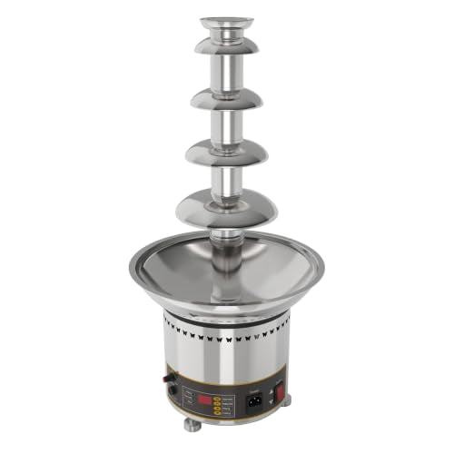 PreAsion Chocolate Fountain 110V Electric 5-Tiers Digital Chocolate Fountain Melting Machine Heating Fondue Fountain,4kg of chocolate