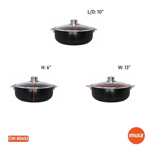 IMUSA 4.4Qt Bistro Ceramic Nonstick Caldero/Dutch Oven with Glass Lid, Black