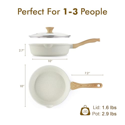 SENSARTE Nonstick Ceramic Saute Pan 10 Inch/3.5QT, Non-toxic Deep Frying Pan Skillet with Lid, Healthy Jumbo Cooker, Stay Cool Handle, Induction Compatible, PFOA & PFAS Free