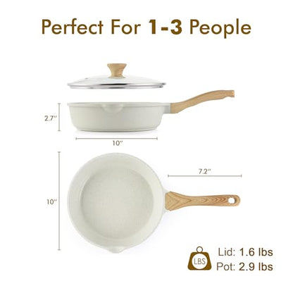 SENSARTE Nonstick Ceramic Saute Pan 10 Inch/3.5QT, Non-toxic Deep Frying Pan Skillet with Lid, Healthy Jumbo Cooker, Stay Cool Handle, Induction Compatible, PFOA & PFAS Free
