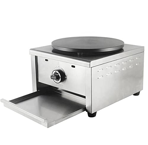 PreAsion 16''Commercial Gas Crepe Makers Machine LPG Gas Pancake Machine Griddle Maker Machine with Low Pressure Valve for Blintzes, Eggs, Tortilla