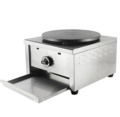 PreAsion 16''Commercial Gas Crepe Makers Machine LPG Gas Pancake Machine Griddle Maker Machine with Low Pressure Valve for Blintzes, Eggs, Tortilla