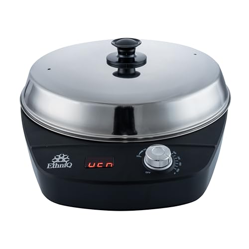 Ethniq 16" Electric Injera Maker - Griddle for Crepe, Ethiopian Mogogo, Anjero, Mitad, Pancake, Teff - Adjustable Heat Control with Digital Screen - Non-Stick Surface - Even Heat Distribution