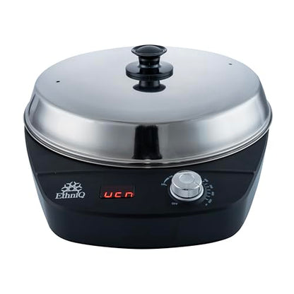 Ethniq 16" Electric Injera Maker - Griddle for Crepe, Ethiopian Mogogo, Anjero, Mitad, Pancake, Teff - Adjustable Heat Control with Digital Screen - Non-Stick Surface - Even Heat Distribution
